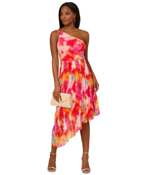 Women's Printed Chiffon Asymmetric Midi Dress