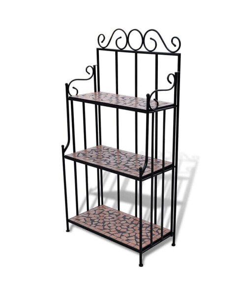 Plant Stand Display Terracotta Color Mosaic Pattern