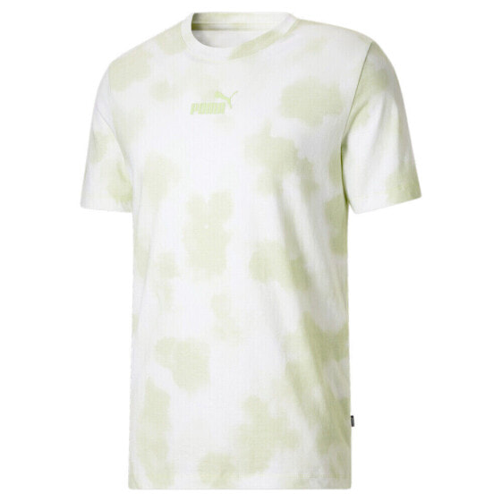 Puma Cloud Tie Dye Crew Neck Short Sleeve T-Shirt Mens Yellow Casual Tops 678790