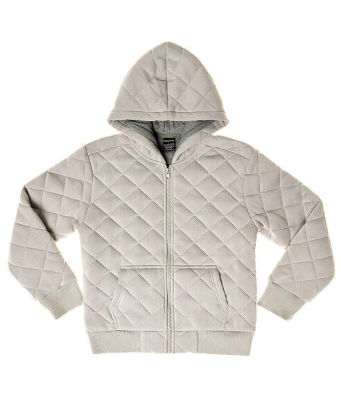 Big Boys Jersey Lining Quilted Zip Up Hoodie Jacket