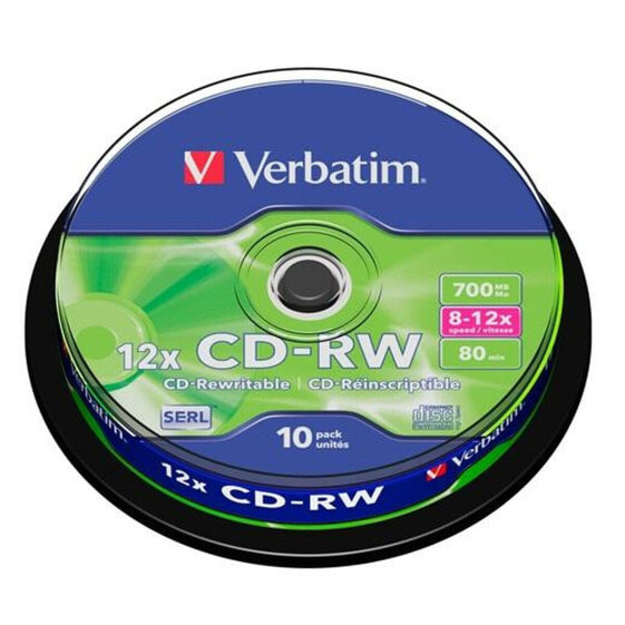 CD-RW Verbatim 10 штук 700 MB 12x