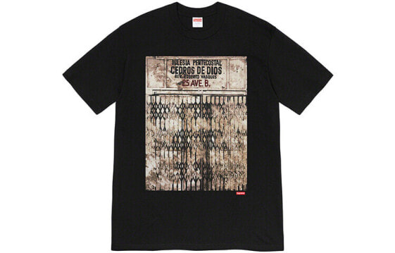 Supreme FW19 Week 12 x Martin Wong Iglesia Pentecostal Tee Black 联名款 艺术画印花短袖T恤 男女同款 黑色 送礼推荐 / Футболка Supreme FW19 Week 12 x Martin Wong Iglesia Pentecostal Tee Black T SUP-FW19-1063