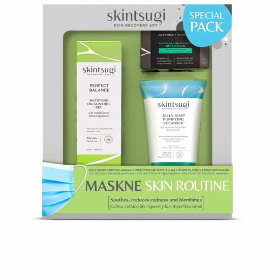 Skintsugi Maskne Skin Routine Special Pack Набор для восстановления кожи после ношения маски: Ночной восстанавливающий бальзам 30 мл Матирующий гель для лица  50 мл  Жидкое мыло для умывания 100 мл