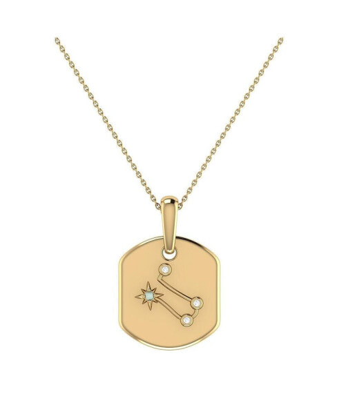 LuvMyJewelry gemini Twin Design Sterling Silver Moonstone Diamond Tag Pendant Necklace