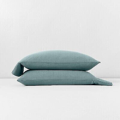 King Linen Blend Pillowcase Set Teal Blue - Casaluna