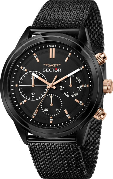 Хронограф SECTOR Мужские часы 670 45MM MULT BLACK DIAL MESH BAND BLACK