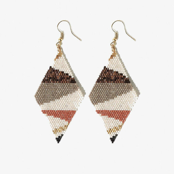 Frida angled stripes beaded earrings mixed metallic