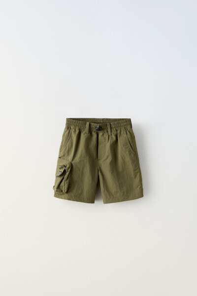 Nylon bermuda shorts with pocket