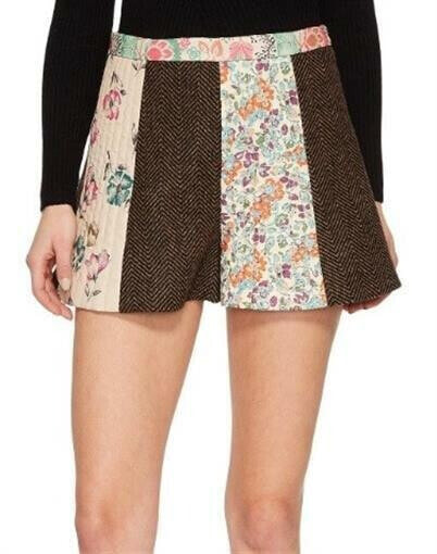 Red Valentino 247705 Womens Herringbone Prints Intarsia Shorts Camello Size 40