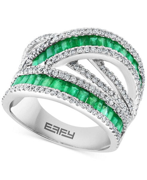 Кольцо eFFY® Emerald & Diamond Crossover Decision, 14k White Gold.