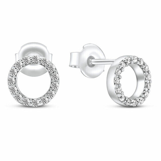 Glittering earrings made of white gold rings EA102WAU