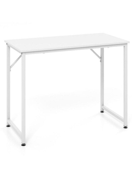 40 Inch Small Computer Desk with Heavy-duty Metal Frame-White