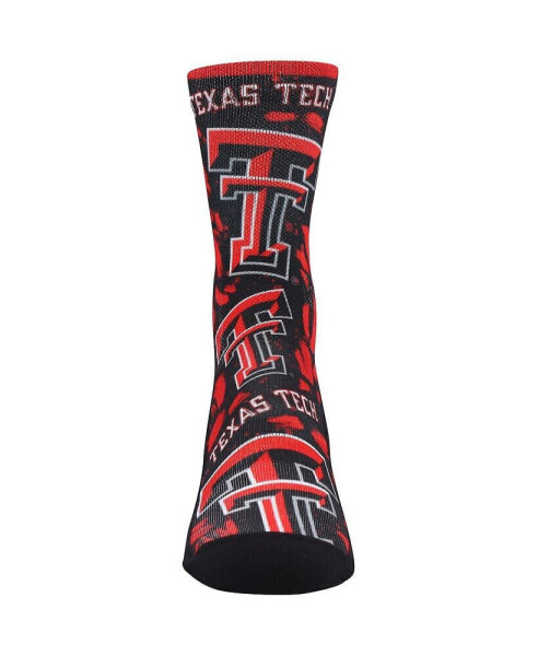 Men's and Women's Socks Texas Tech Red Raiders Allover Logo and Paint Crew Socks