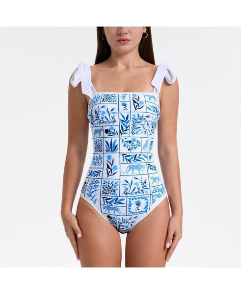 Women's Blue Garden Reversible One-Piece Swimsuit