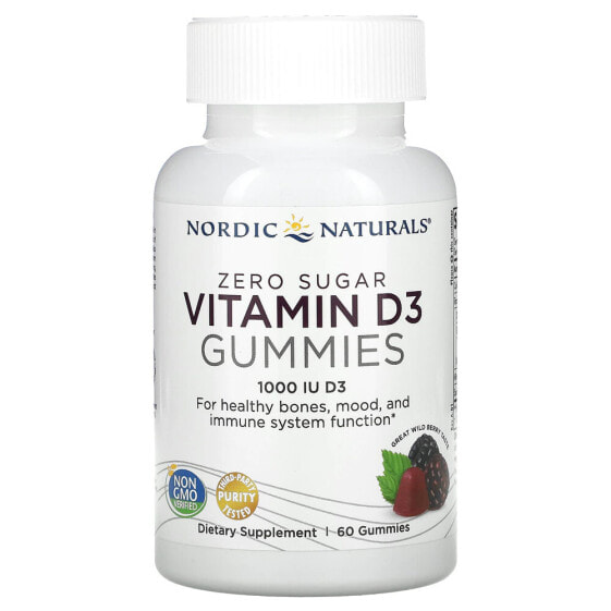 Nordic Naturals Vitamin D3 Gummies Витамин Д3  без сахара - 1000 МЕ - 60 мармеладок с ягодным вкусом