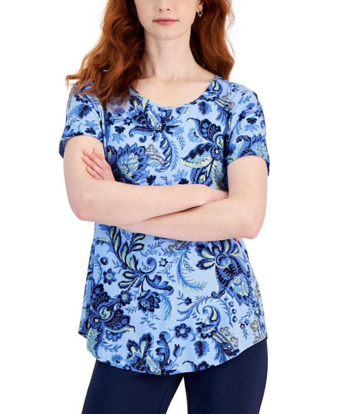 Petite Blooming Bounty Paisley Top, Created for Macy's