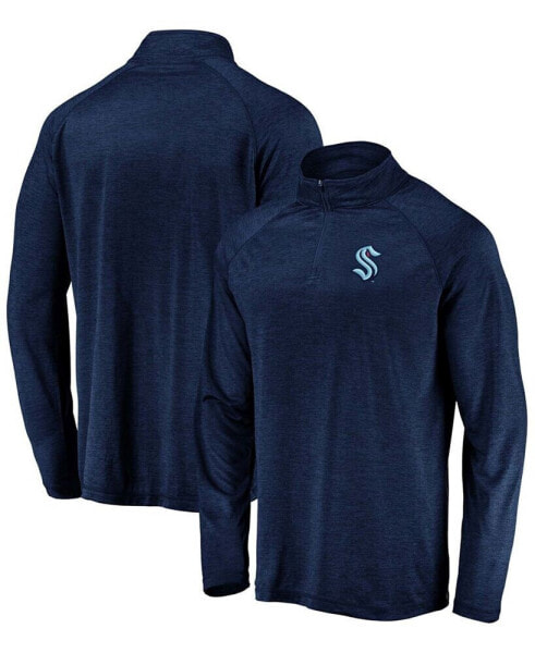 Men's Navy Seattle Kraken Primary Logo Quarter-Zip Pullover Fleece Jacket