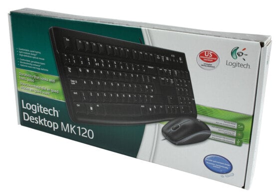 Logitech Комплект клавиатура и мышь MK120 - Проводной - USB - Механическая - QWERTY - Черный - В комплекте мышь