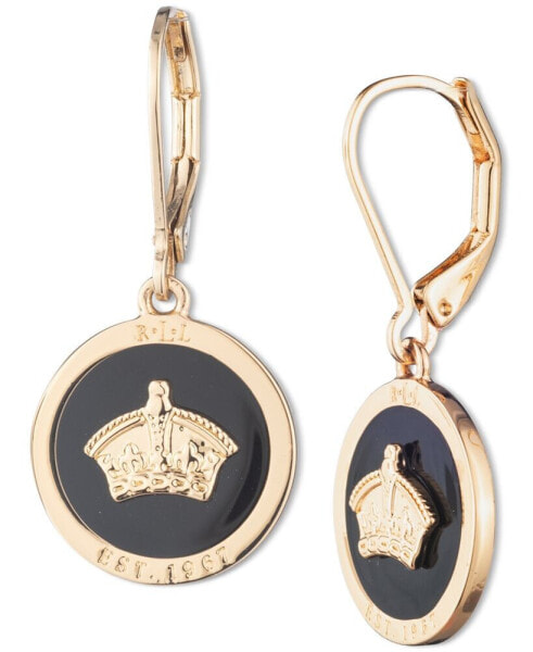 Gold-Tone Color Disc Crown Drop Earrings