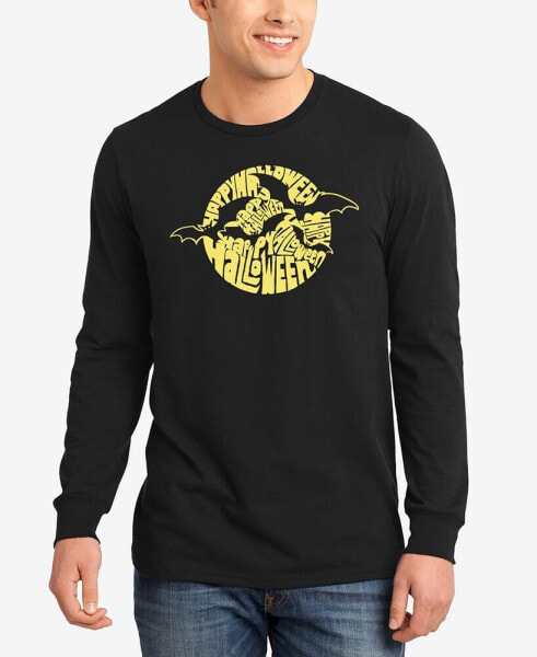 Men's Halloween Bats Word Art Long Sleeve T-shirt