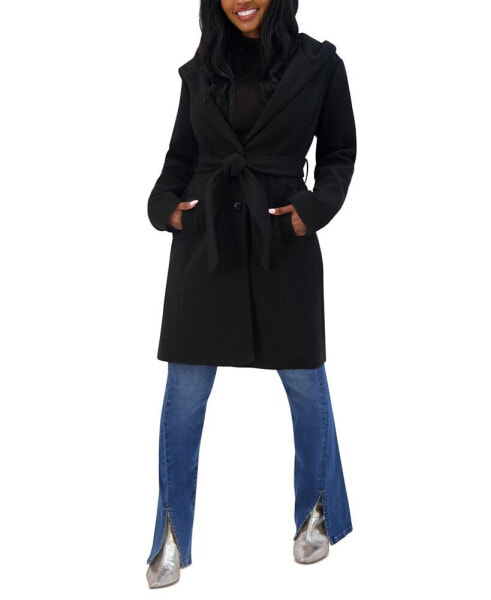 Women's Belted Hooded Wrap Coat, Created for Macy's