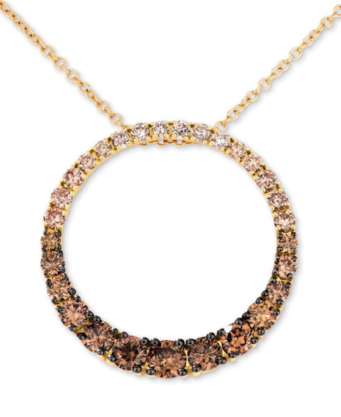 Le Vian chocolate Diamond Ombré Circle 18" Adjustable Pendant Necklace (1-1/5 ct. t.w.) in 14k Rose Gold , 14k White Gold or 14k Yellow Gold