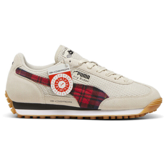 Puma Pl Easy Rider Tartan Plaid Lace Up Mens Beige Sneakers Casual Shoes 308564