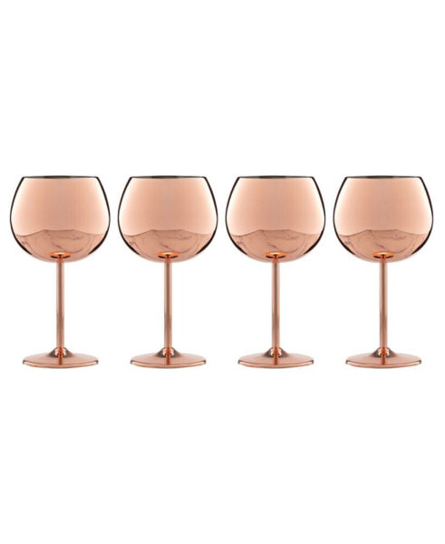 12 Oz Copper Stainless Steel Red Wine Glasses, Set of 4