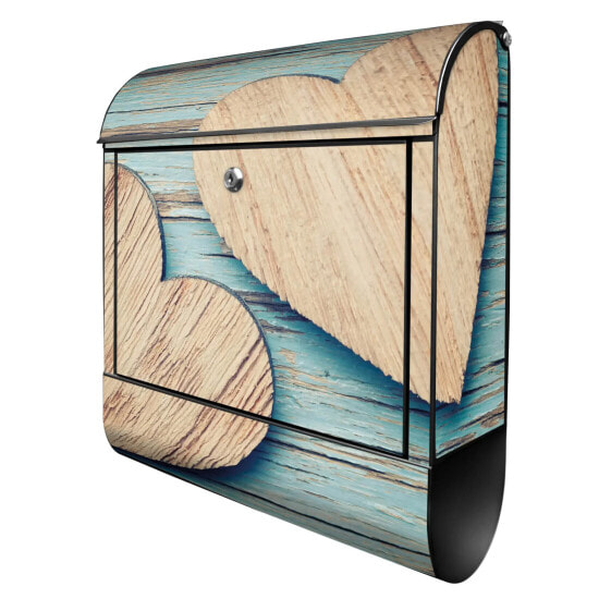 Почтовый ящик banjado с деревянными сердечками из стали и дерева