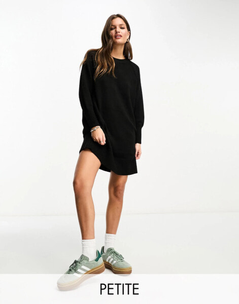 River Island Petite cosy jumper dress in black