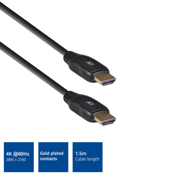 ACT AC3800 - 1.5 m - HDMI Type A (Standard) - HDMI Type A (Standard) - Black