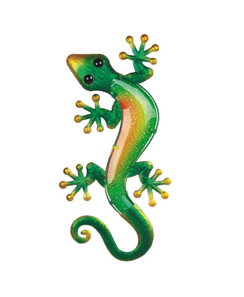 23"H Metal Green and Yellow Lizard Wall Plaque Decor Home Decor Perfect Gift for House Warming, Holidays and Birthdays