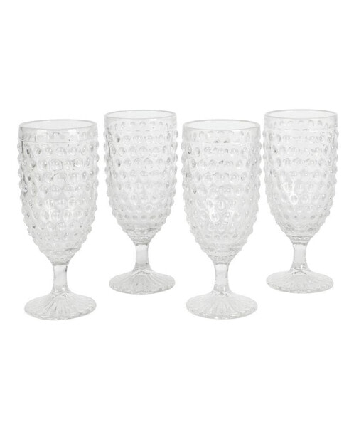 Chauncey Hobnail Handmade Glass Goblet, Set of 4