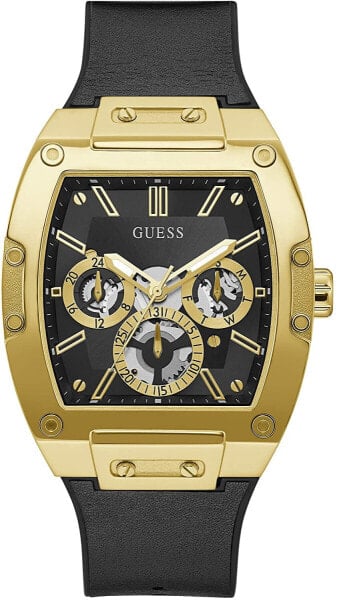 Guess Herren Uhr Edelstahl Farbe Gold Amband Leder/silikon GW0202G1