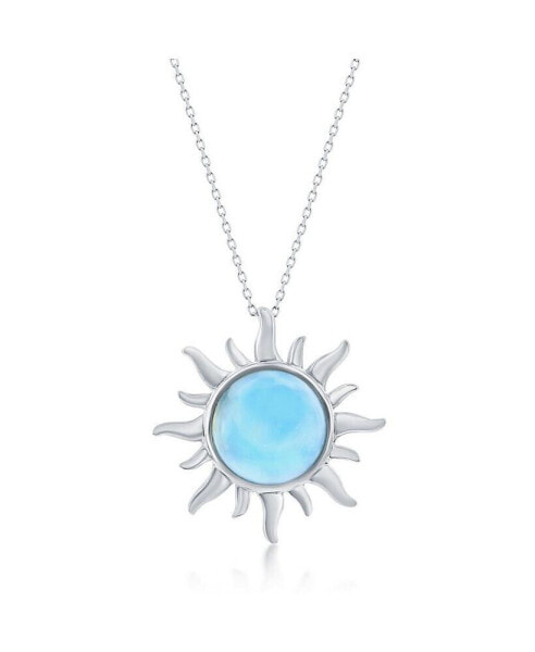 Sterling Silver Larimar Sun Necklace