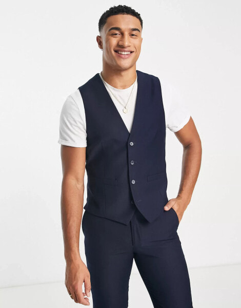 French Connection wedding waistcoat in navy