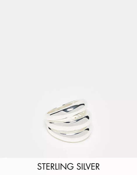 Orelia polished triple domed ring in sterling silver