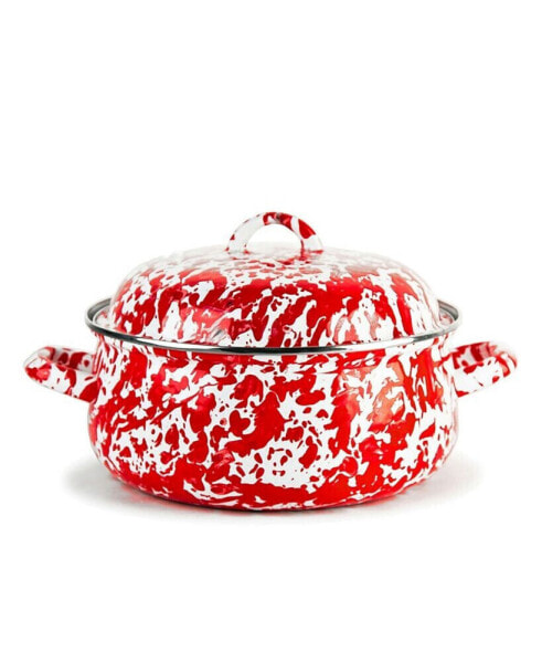 Red Swirl Enamelware Collection 4 Quart Dutch Oven