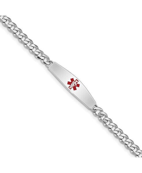 Sterling Silver Rhodium-plated Medical ID Bracelet w/Curb Link