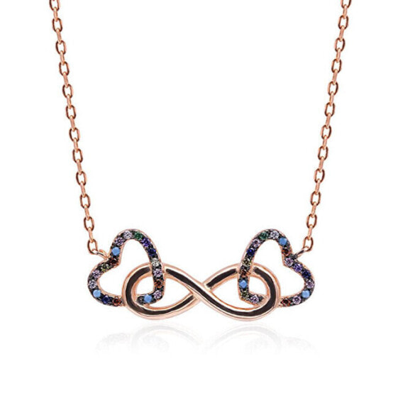 Bronze necklace with zircons Infinite hearts N0000660