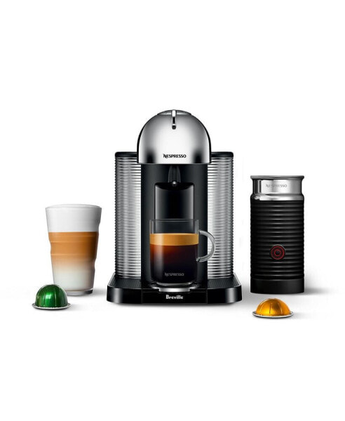 Vertuo Coffee and Espresso Machine by Breville, Chrome with Aeroccino Milk Frother