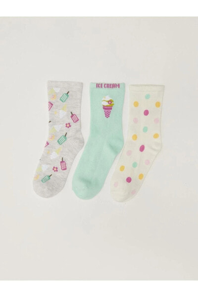 Desenli Kız Soket Çorap 3'lü Paket
