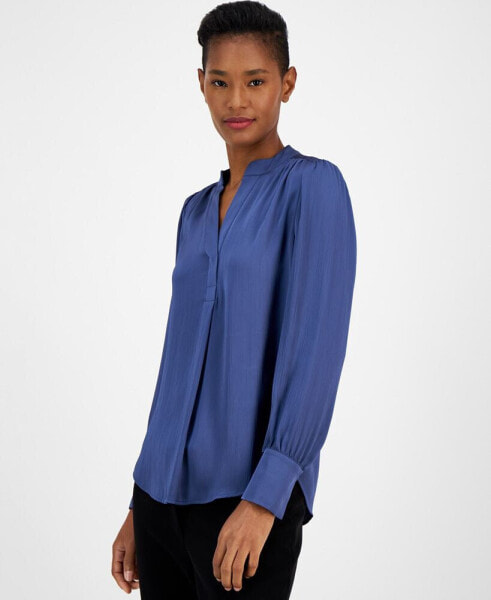 Women's Pleated V-Neck Blouse