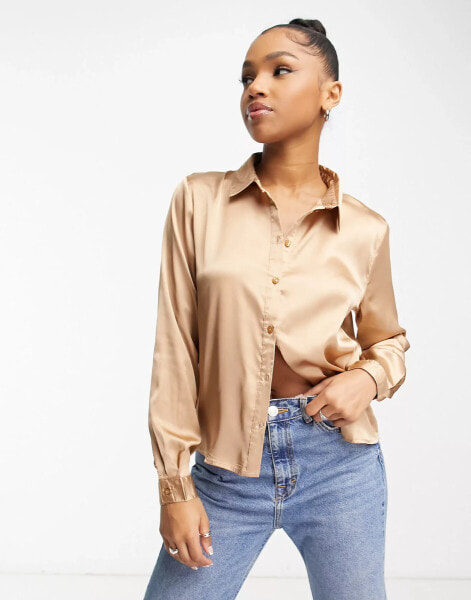 JDY satin shirt in champagne