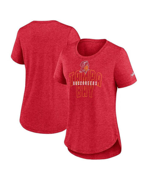 Women's Heather Red Distressed Tampa Bay Buccaneers Fashion Tri-Blend T-shirt