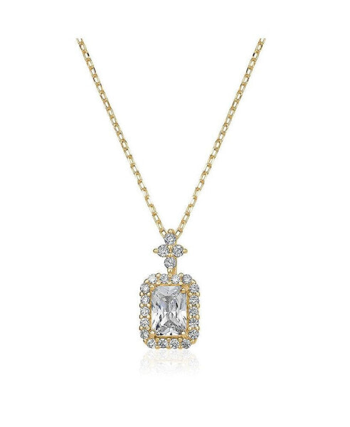 Club Rochelier 5A Cubic Zirconia Geometric Minimalist Necklace Gold