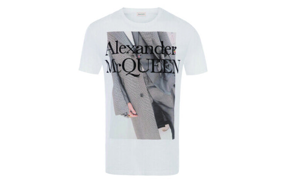 Alexander McQueen 印纹短袖T恤 男款 白色 送礼推荐 / Футболка Alexander McQueen T 624171QPZ610900