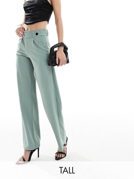 JDY Tall high waisted wide fit tailored trousers in mint