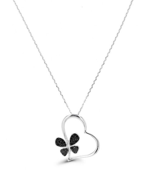 Spinel Heart Butterfly Necklace (1/3 ct. t.w.) in Sterling Silver