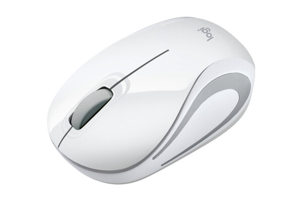 Logitech Wireless Mini Mouse M187 - Ambidextrous - Optical - RF Wireless - 1000 DPI - Silver - White